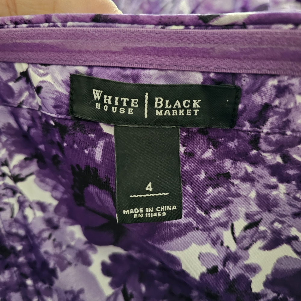 White House Black Market Purple Floral Dress Size 4 - Picture 4 of 6